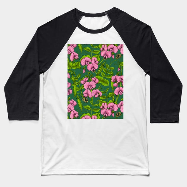 Sweet peas and bumblebees 3 Baseball T-Shirt by katerinamk